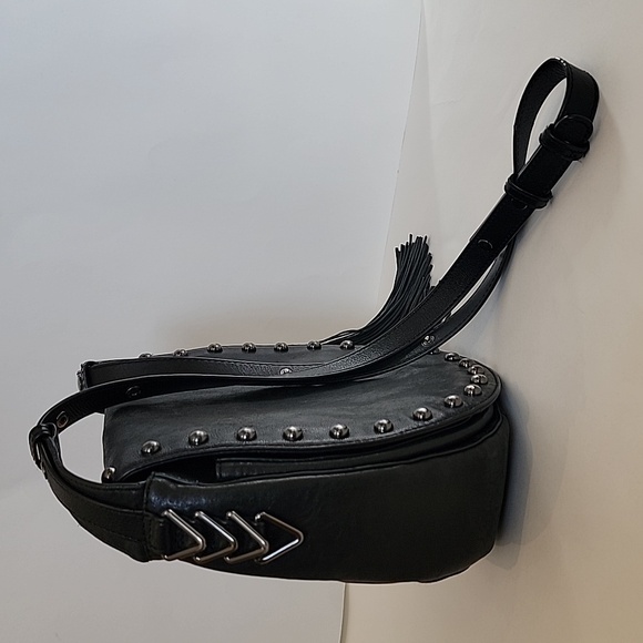 Black Studded Leather Crossbody Bag - Picture 3 of 13